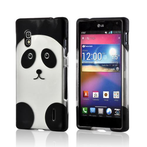 Black/ Silver Panda Rubberized Hard Case for LG Optimus G (AT&T)