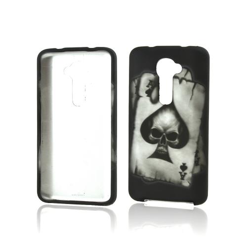 Ace Spade Skull on Black Rubberized Hard Case for LG G2 (Verizon Version)