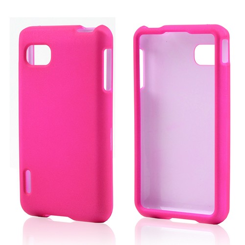 Hot Pink Rubberized Hard Case for LG Optimus F3 - Sprint/ Virgin Mobile
