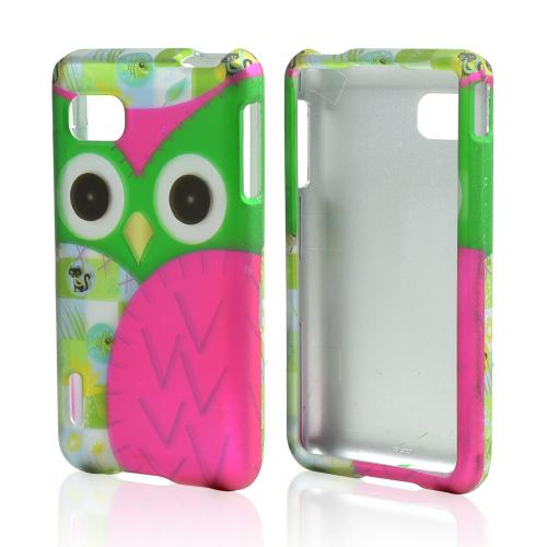 Hot Pink / Green Owl Rubberized Hard Case for LG Optimus F3 - Sprint/ Virgin Mobile Hot Pink / Green Owl Rubberized Hard Case for LG Optimus F3 - Sprint/ Virgin Mobile