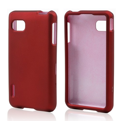 Red Rubberized Hard Case for LG Optimus F3 - Sprint/ Virgin Mobile