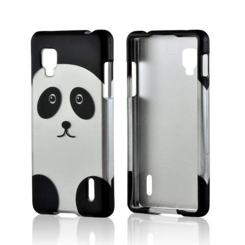 Silver/ Black Panda Rubberized Hard Case for LG Optimus G (Sprint)