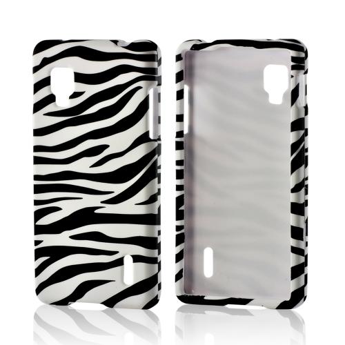 White/ Black Zebra Rubberized Hard Case for LG Optimus G (Sprint)
