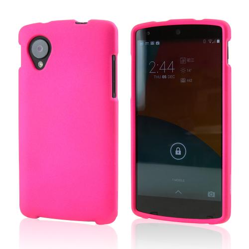 Hot Pink Rubberized Hard Case for LG Google Nexus 5