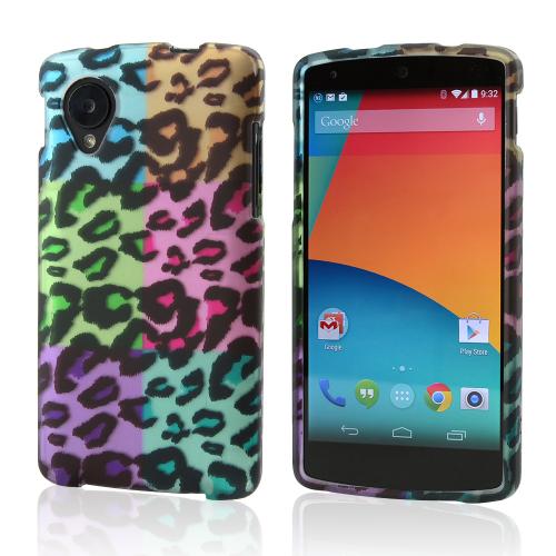 Multi-Colored Artsy Leopard Rubberized Hard Case for LG Google Nexus 5