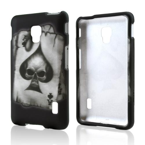 Ace Spade Skull on Black Rubberized Hard Case for LG Optimus F6