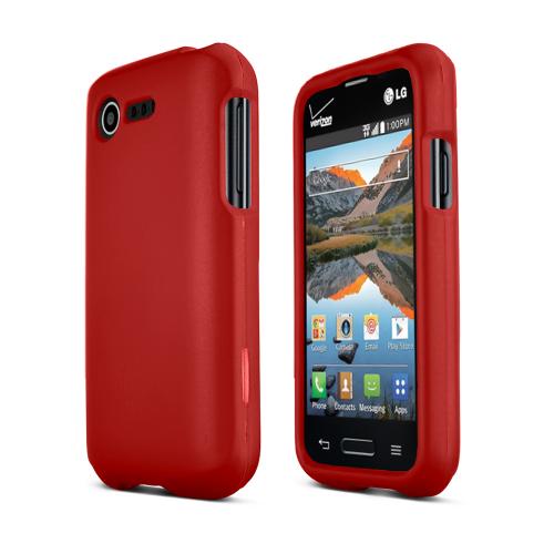 Red LG Optimus Zone 2/ LG Optimus Fuel Matte Rubberized Hard Case Cover; Perfect fit as Best Coolest Design Plastic Cases