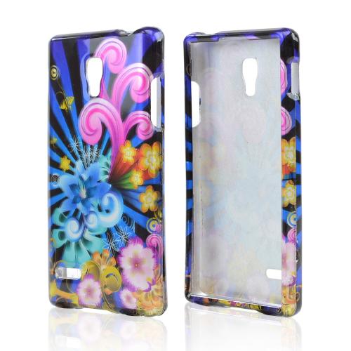 Autumn Floral Burst on White Rubberized Hard Case for LG Optimus L9