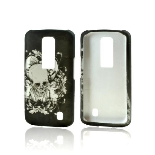 LG Nitro HD Rubberized Hard Case - Silver Skulls on Black
