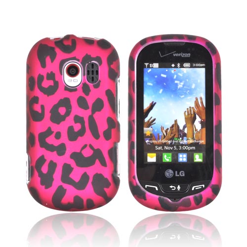 LG Extravert VN271 Rubberized Hard Case - Hot Pink/ Black Leopard