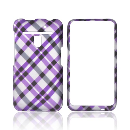 LG Revolution, LG Esteem Rubberized Hard Case - Purple & Black Plaid