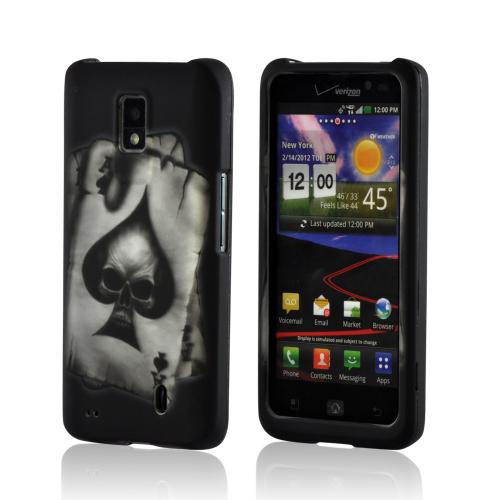 Gray Ace Skull on Black Rubberized Hard Case for LG Spectrum