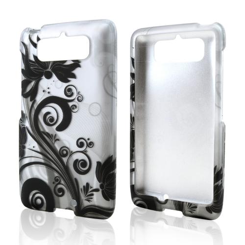Black Vines on Silver Rubberized Hard Case for Motorola Droid Mini