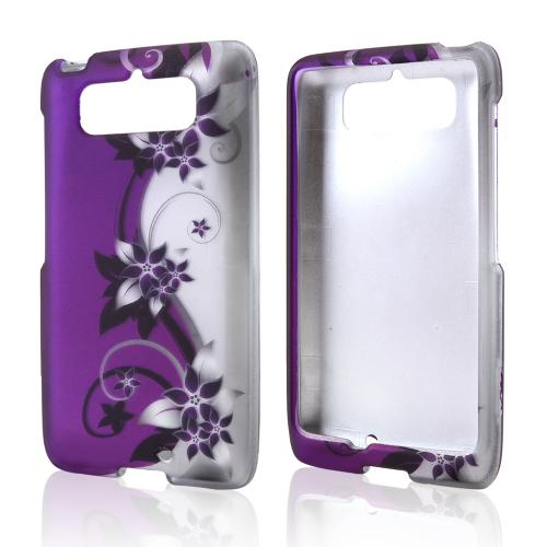 Black Vines on Purple/ Silver Rubberized Hard Case for Motorola Droid Mini