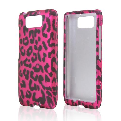 Black Leopard on Hot Pink Rubberized Hard Case for Motorola Droid Ultra/ Droid MAXX
