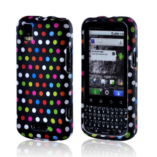 Matte Rubberized Hard Case Rainbow Polka Dots on Black for Motorola XPRT MB612
