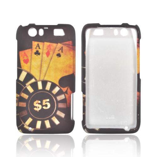 Motorola Atrix HD Rubberized Hard Case - Black/ Gold Aces Poker