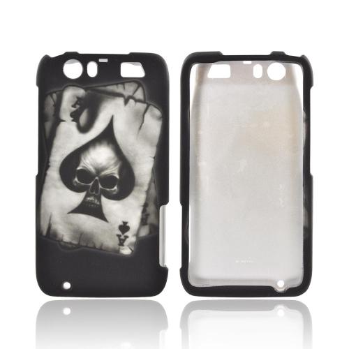 Motorola Atrix HD Rubberized Hard Case - Ace Skull on Black