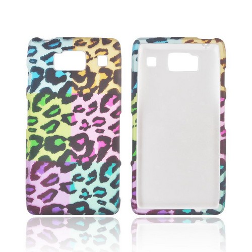 Motorola Droid RAZR HD Rubberized Hard Case - Multi-Colored Artsy Leopard