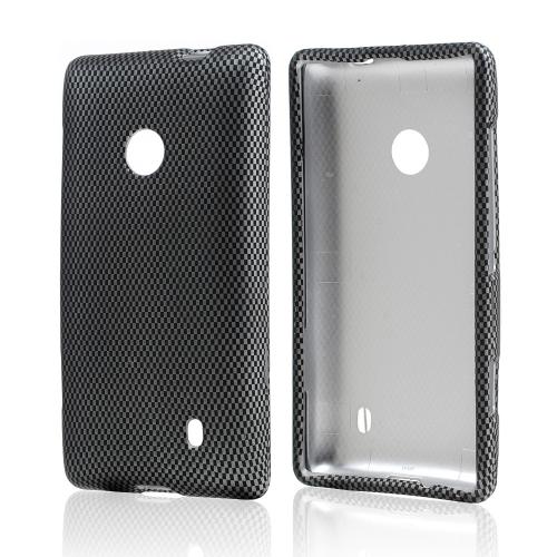 Black/ Gray Carbon Fiber Design Rubberized Hard Case for Nokia Lumia 521