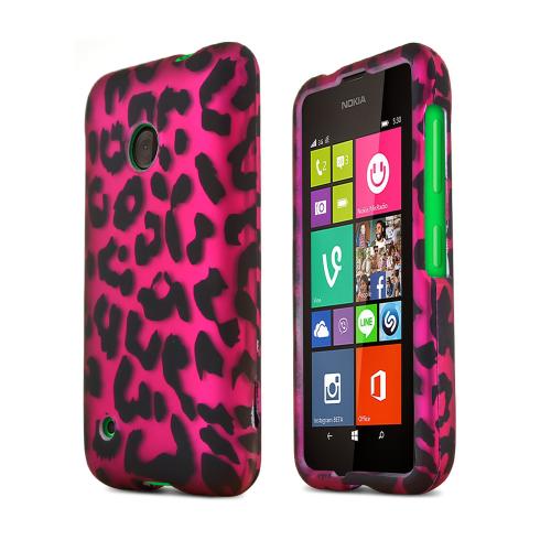 Black Leopard on Hot Pink Nokia Lumia 530 Matte Rubberized Hard Case Cover