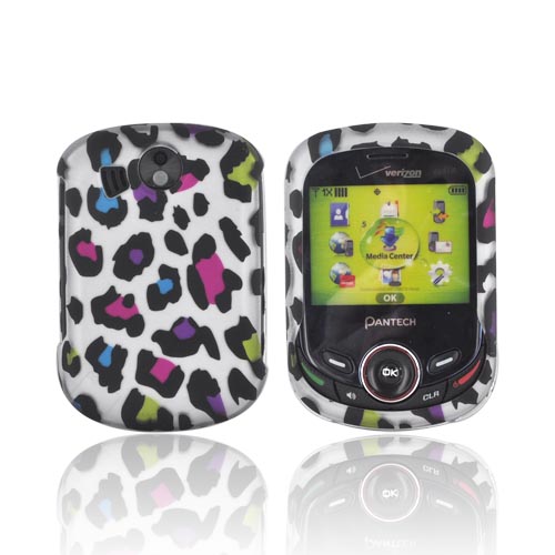 Pantech Jest 2 Rubberized Hard Case - Rainbow Leopard on Silver