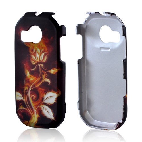 Pantech Crossover P8000 Rubberized Hard Case - Flaming Rose on Black