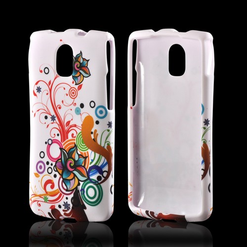 Autumn Floral Burst on White Rubberized Hard Case for Pantech Discover