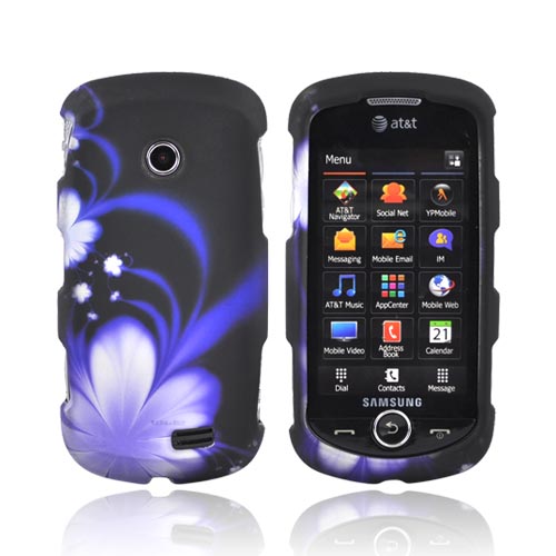 Samsung Solstice II A817 Rubberized Hard Case - Purple Flower on Black