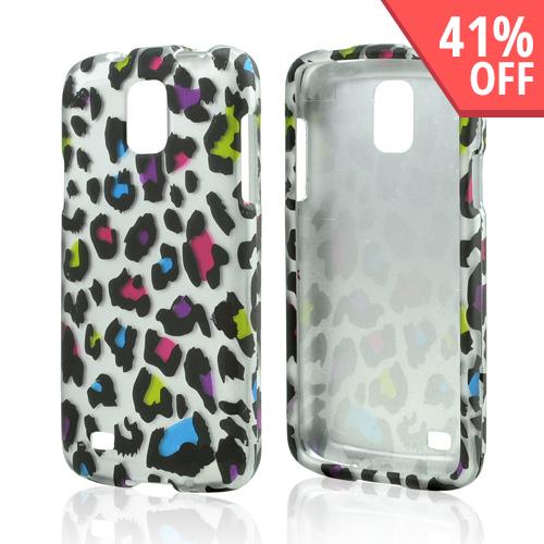 Rainbow Leopard on Silver Rubberized Hard Case for Samsung Galaxy S4 Active