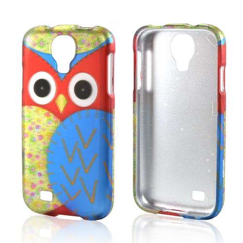 Blue/ Gold Owl Rubberized Hard Case for Samsung Galaxy S4