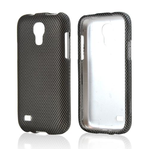 Black/ Grey Carbon Fiber Design Rubberized Hard Case for Samsung Galaxy S4 Mini