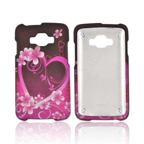 Samsung Rugby Smart i847 Rubberized Hard Case - Hot Pink/ Purple Flowers & Heart Samsung Rugby Smart i847 Rubberized Hard Case - Hot Pink/ Purple Flowers & Heart