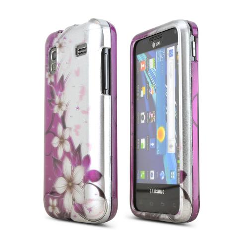 Samsung Captivate Glide i927 Hard Case - Purple Vines/ Flowers on Silver