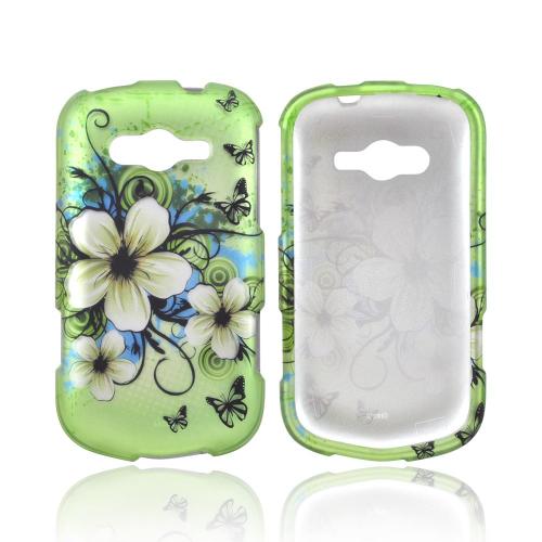 Samsung Galaxy Reverb Rubberized Hard Case - White Hawaiian Flowers on Green