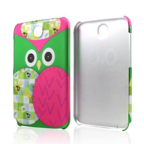 Hot Pink / Green Owl Rubberized Hard Case for Samsung Galaxy Note 8.0