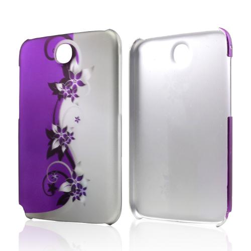 Purple Vines/ Flowers on Silver Rubberized Hard Case for Samsung Galaxy Note 8.0
