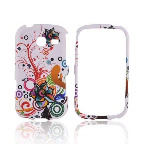 Samsung Freeform 3 Rubberized Hard Case - Rainbow Autumn Floral Design on White