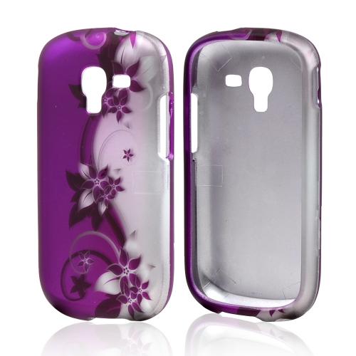 Purple Vines on Silver/ Purple Rubberized Hard Case for Samsung Galaxy Exhibit
