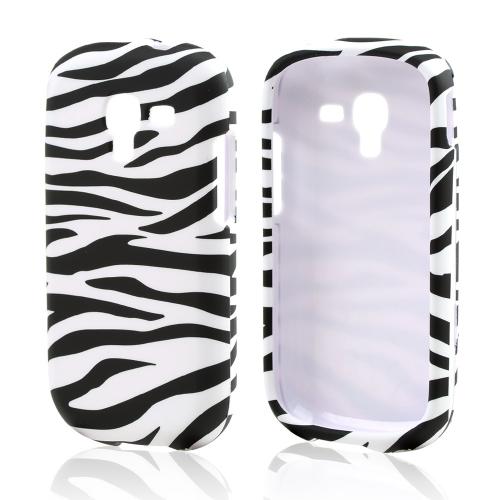 Black Zebra on White Rubberized Hard Case for Samsung Galaxy Exhibit