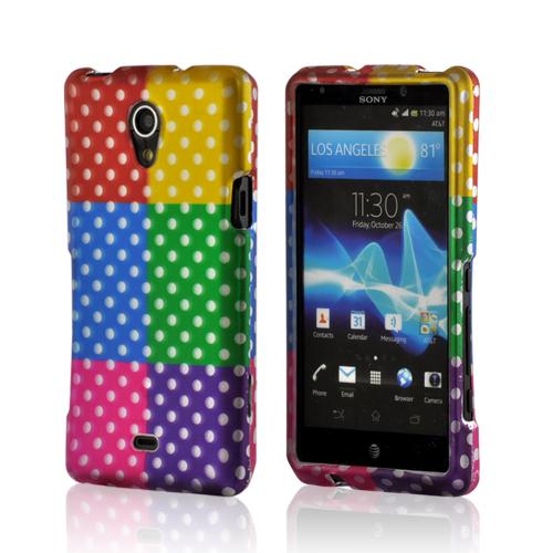 Multi-Colored Artsy Polka Dots Rubberized Hard Case for Sony Xperia TL