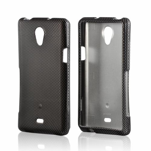Black/ Gray Carbon Fiber Design Rubberized Hard Case for Sony Xperia TL