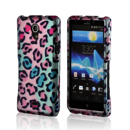 Multi-Colored Leopard Rubberized Hard Case for Sony Xperia TL