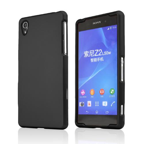 Black Sony Xperia Z2 Rubberized Hard Case Cover, Great Basic Protection!