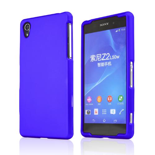 Blue Sony Xperia Z2 Rubberized Hard Case Cover, Great Basic Protection!