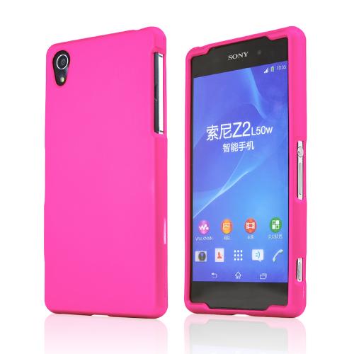 Hot Pink Sony Xperia Z2 Rubberized Hard Case Cover, Great Basic Protection!