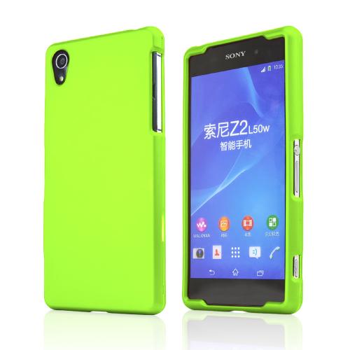 Neon Green Sony Xperia Z2 Rubberized Hard Case Cover, Great Basic Protection!