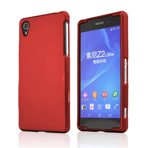 Red Sony Xperia Z2 Rubberized Hard Case Cover, Great Basic Protection!