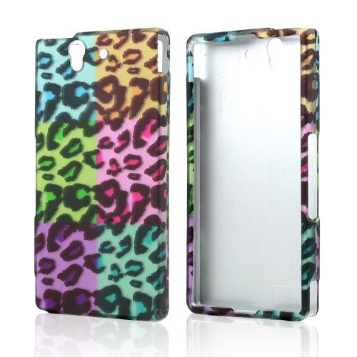 Multi-Colored Artsy Leopard Rubberized Hard Case for Sony Xperia Z