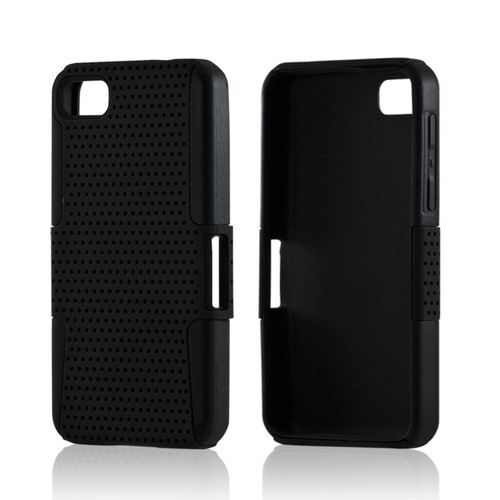Black Mesh on Black Silicone Hybrid Case for BlackBerry Z10